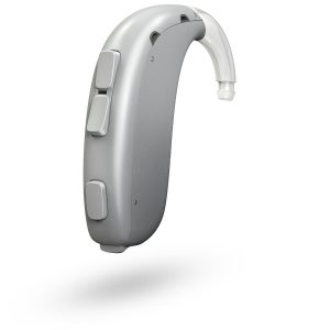 Oticon_Xceed_BTE_SP_Left_C091SilverGrey_LEDoff_Hook_500pctSize_with shadow_TIF